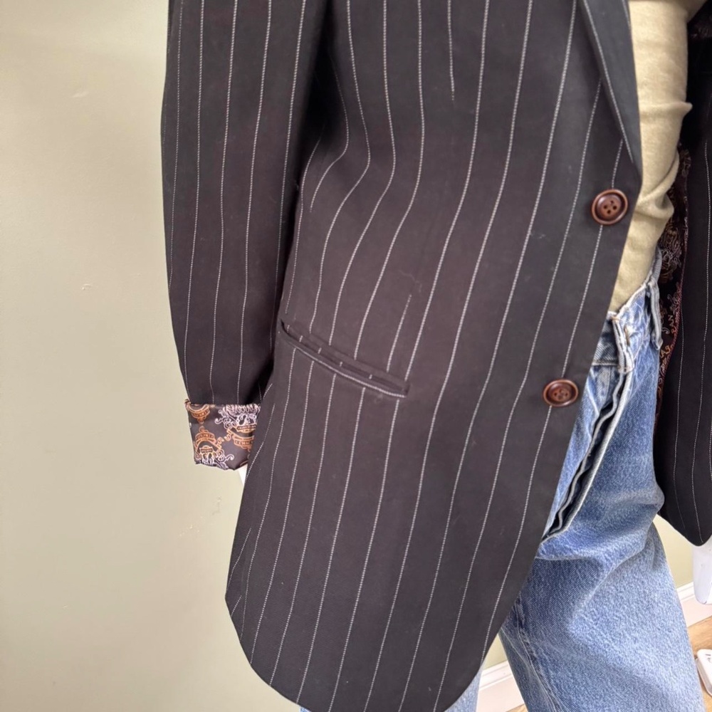 Vintage Slatl & Dean Pinstripe Blazer – Men’s Medium, Women’s Oversized Fit Des - Picture 3 of 8